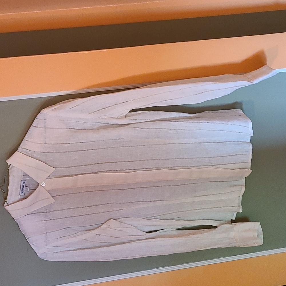 Worth Cream White Long-Sleeve Sheer Button-Down Blouse